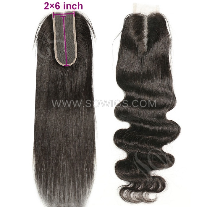 (All hairstyle link) Raw 2x6 HD Lace Closure Small Knots 100% Unprocessed Human Hair Natural Color