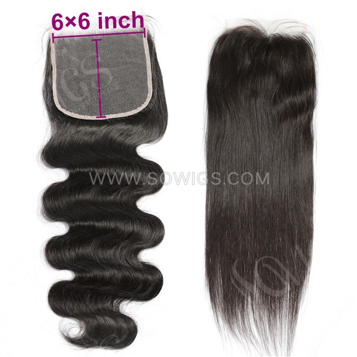 (All hairstyle link) Raw HD 6x6 Lace Closure Small Knots 100% Unprocessed Human Hair Natural Color