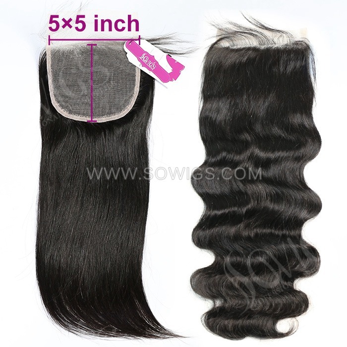 (All hairstyle link) Raw HD 5x5 Lace Closure Small Knots 100% Unprocessed Human Hair Natural Color