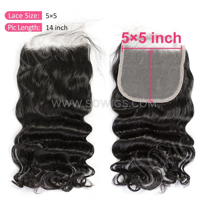 5x5 HD and Transparent Lace Closure 12A Grade 100% Unprocessed Virgin Human Hair Natural Color