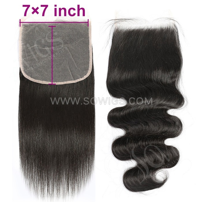 (All hairstyle link) Raw HD 7x7 Lace Closure Small Knots 100% Unprocessed Human Hair Natural Color