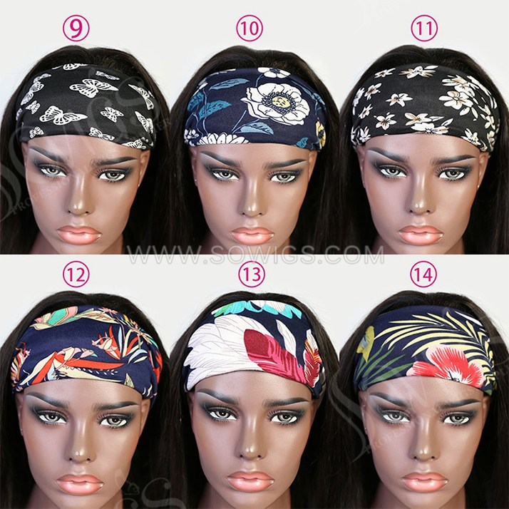 Headband Scarf Wigs Half Wigs 130% Density  Virgin Human Hair Natural Color No lace No Glue