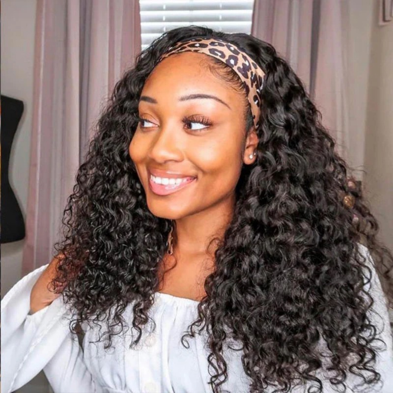 Water Wave Headband Wigs Half Wigs Virgin Human Hair Wig