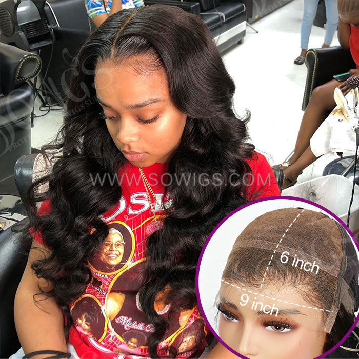3D Design Glueless 9x6 HD Lace Closure Wigs Wear Go Lace Wigs Natural Color 100% Unprocessed Human Hair Wigs