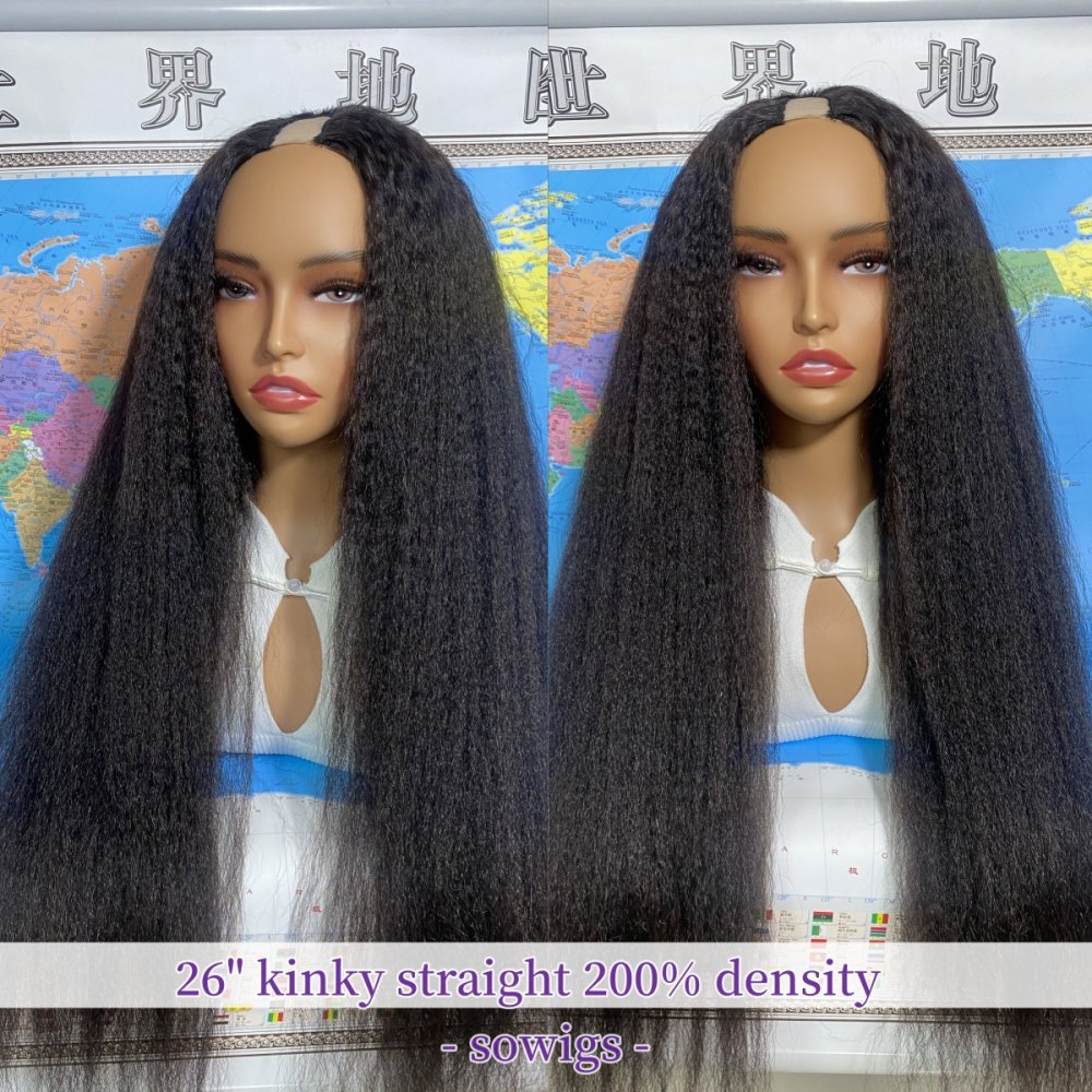 12-40inch U Part Wigs V Part Wigs 150% /200% 300% Density Kinky Straight Virgin Human Hair Natural Color