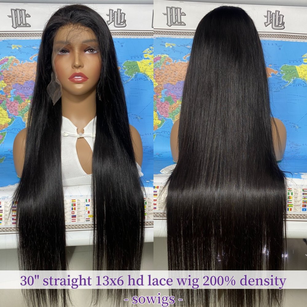 HD 13*6 Lace Frontal Wigs 180% Density Pre Plucked Virgin Human Hair Natural Color