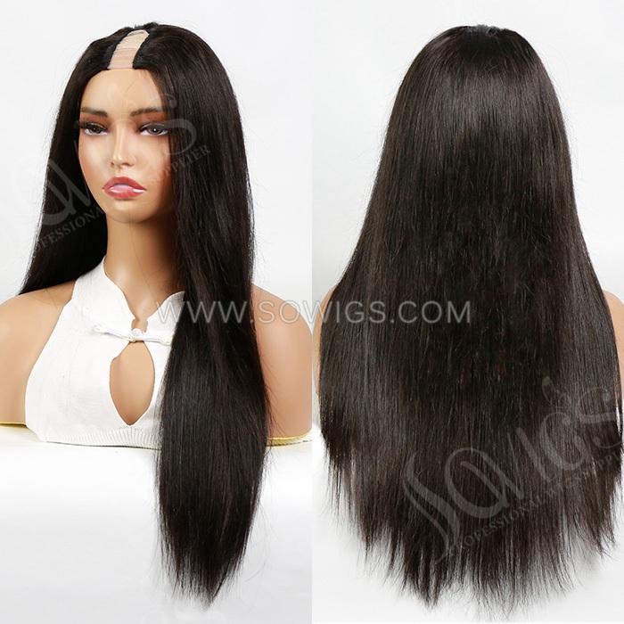12-40inch U Part Wigs V Part Wigs 150% 200% 300% Density Straight Hair Virgin Human Hair Natural Color