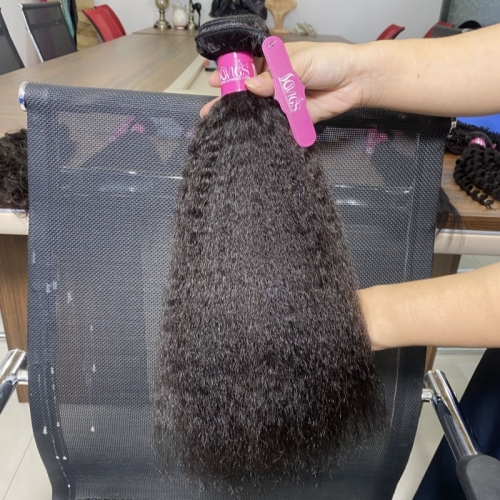 12A Grade Kinky Straight Hair Weave 1/3 Bundles Virgin Remy Human Hair Extension