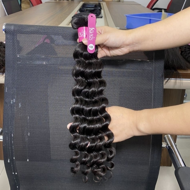 12A Grade Deep Wave Hair Weave 1/3 Bundles Virgin Remy Human Hair Extension
