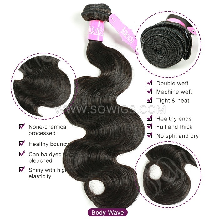 12A Grade Body Wave Hair Weave 1/3 Bundles Virgin Remy Human Hair Extension
