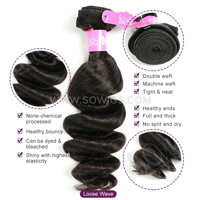 12A Grade Loose Wave Hair Weave 1/3 Bundles Virgin Remy Human Hair Extension