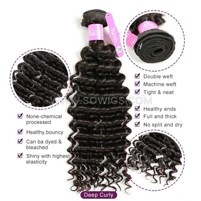 12A Grade Deep Curly Hair Weave 1/3 Bundles Virgin Remy Human Hair Extension