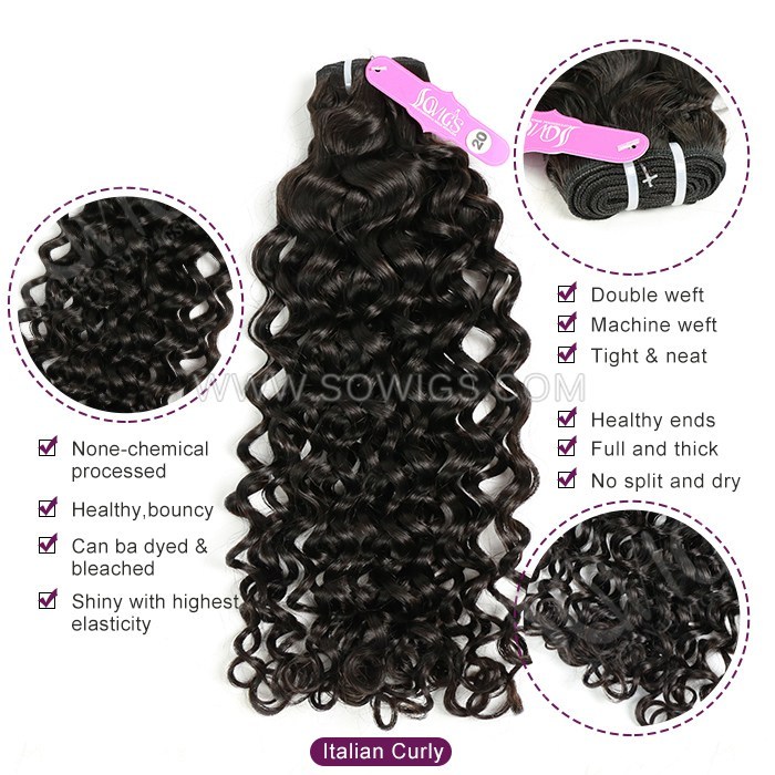 12A Grade Italian Curly Hair Weave 1/3 Bundles Virgin Remy Human Hair Extension