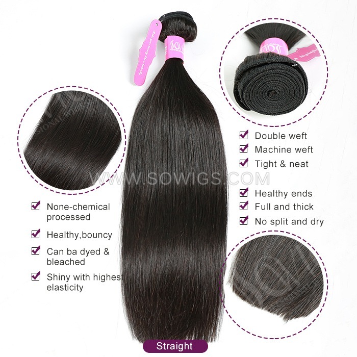 12A Grade Straight Hair Weave 1/3 Bundles Virgin Remy Human Hair Extension