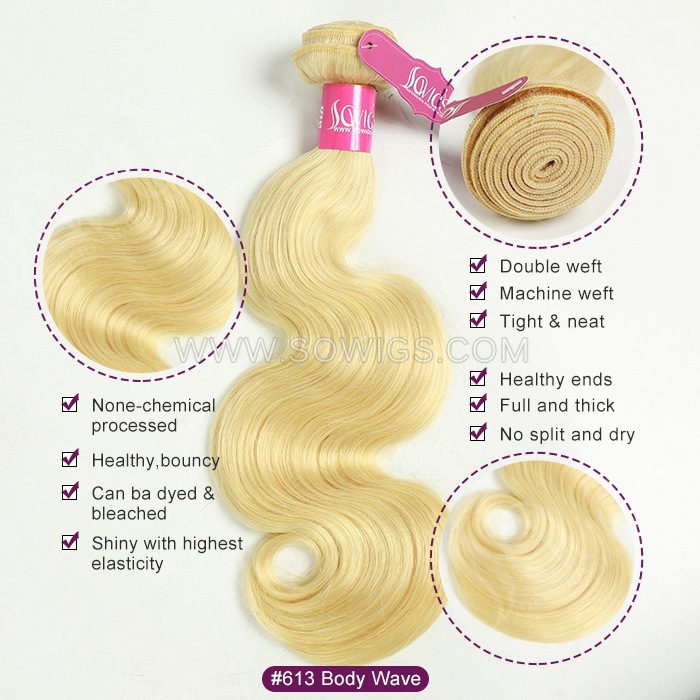 Sowigs 12A Top Color 613 Straight Hair/Body wave/Loose Wave Virgin Hair 1 Bundles Deal