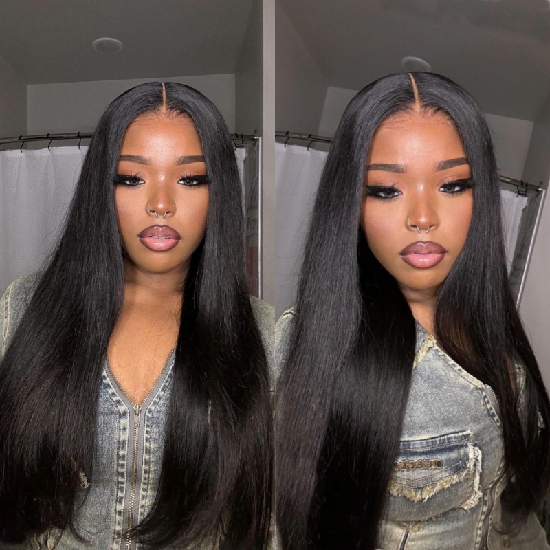 12-40inch U Part Wigs V Part Wigs 150% 200% 300% Density Straight Hair Virgin Human Hair Natural Color