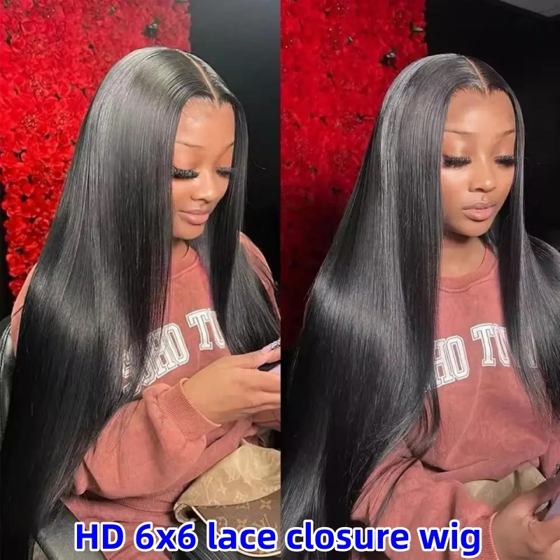 Glueless 6x6 HD Lace Closure Wigs Wear Go Lace Wigs 100% Unprocessed Human Hair Wigs