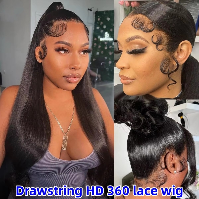 Invisi-Strap 360 HD Lace Wigs Glueless Wear Go Virgin Human Hair Wigs Natural Color