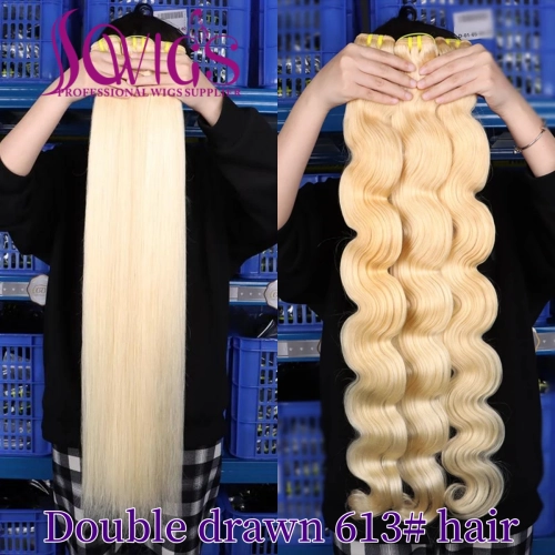 Double Drawn Color 613# Human Hair Bundles Weave Virgin Hair Extensions