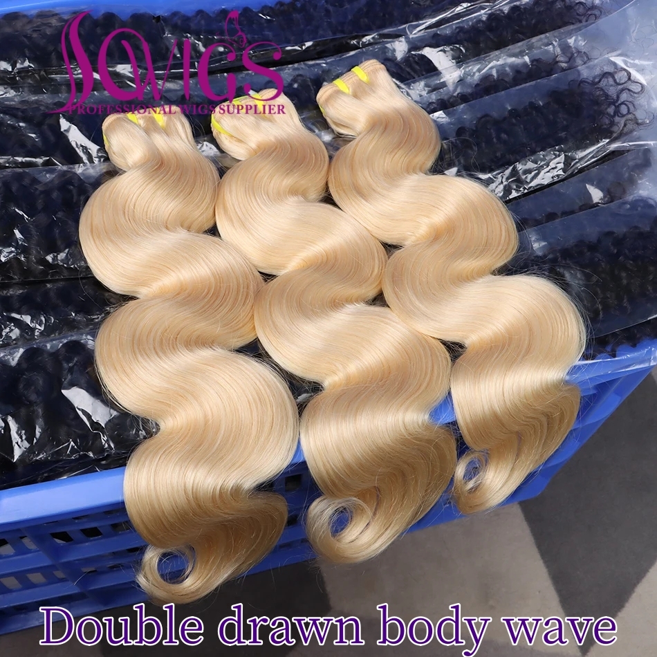 Double Drawn Color 613# Human Hair Bundles Weave Virgin Hair Extensions