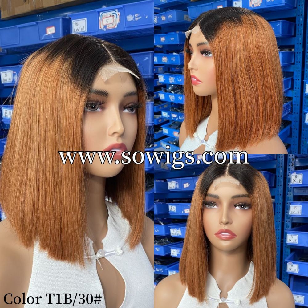 Glueless Raw Bob 2x6 Transparent Lace Wigs 250% density Bone Straight 100% Unprocessed Virgin Human Hair