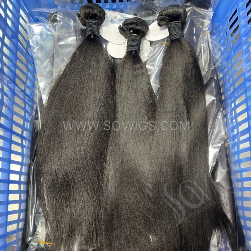 SOWIGS 12A Grade Yaki Hair Weave 1/3 Bundles Virgin Remy Human Hair Extension