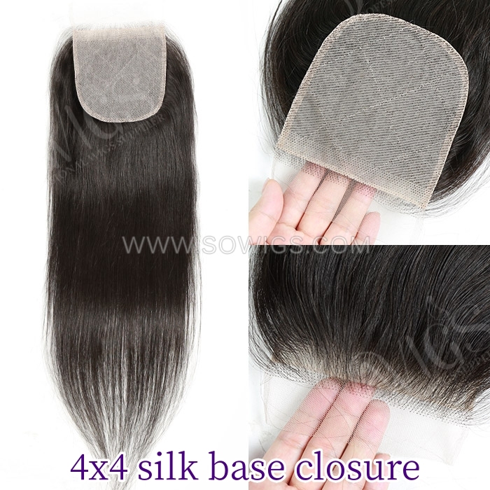 4x4 Silk Base Closure 100% Unprocessed Virgin Human Hair Natural Color