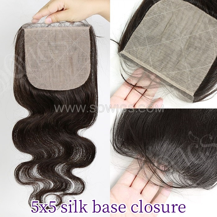 5x5 Silk Base Closure 100% Unprocessed Virgin Human Hair Natural Color