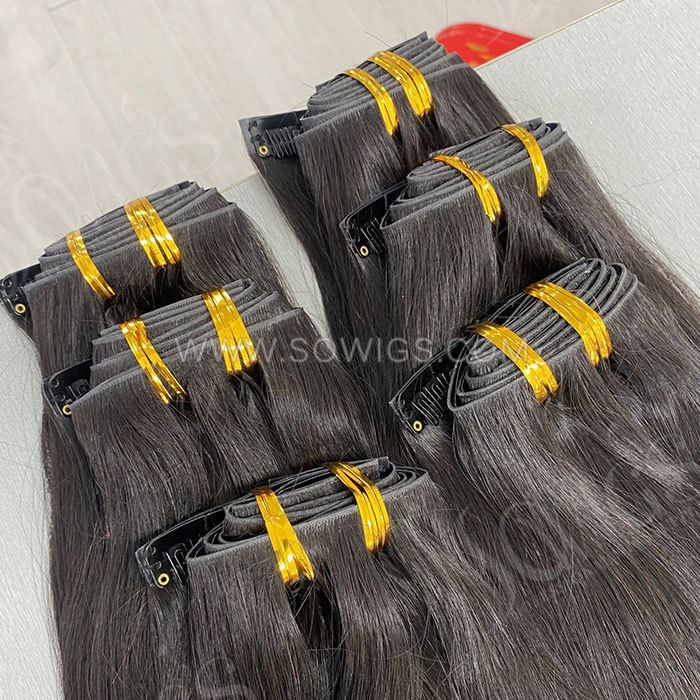1Pack Injected Clip Extension Straight Hair with 7pcs/120gram Clip Hair Extension Natural Color