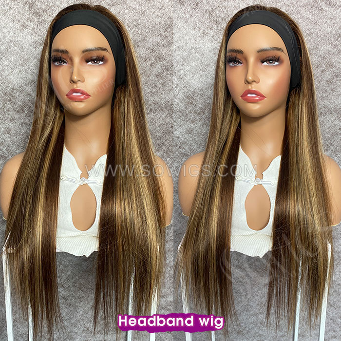 Sowigs Highlight Color Headband Wigs Half Wig 100% Virgin Human Hair Wig