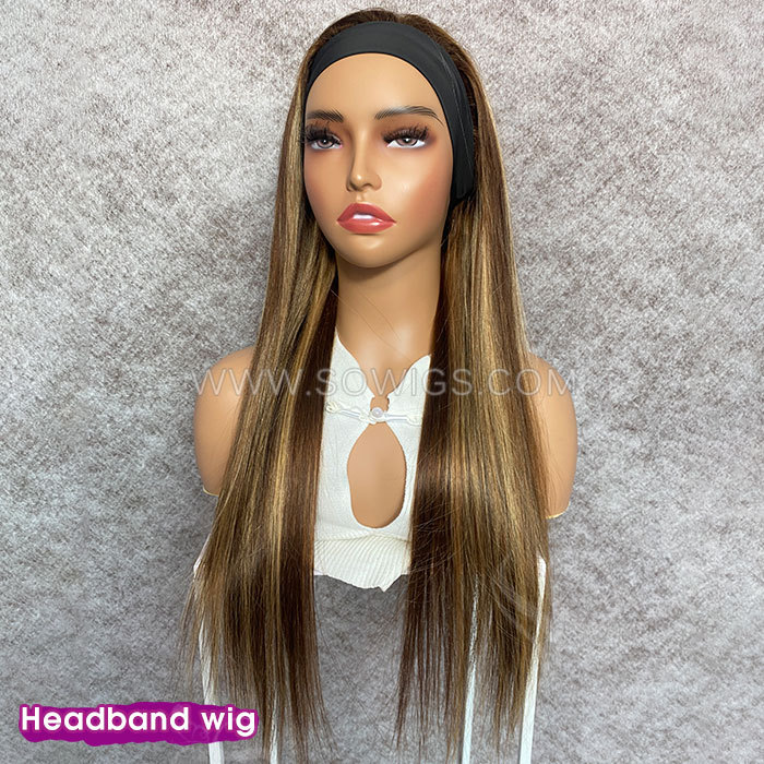 Sowigs Highlight Color Headband Wigs Half Wig 100% Virgin Human Hair Wig