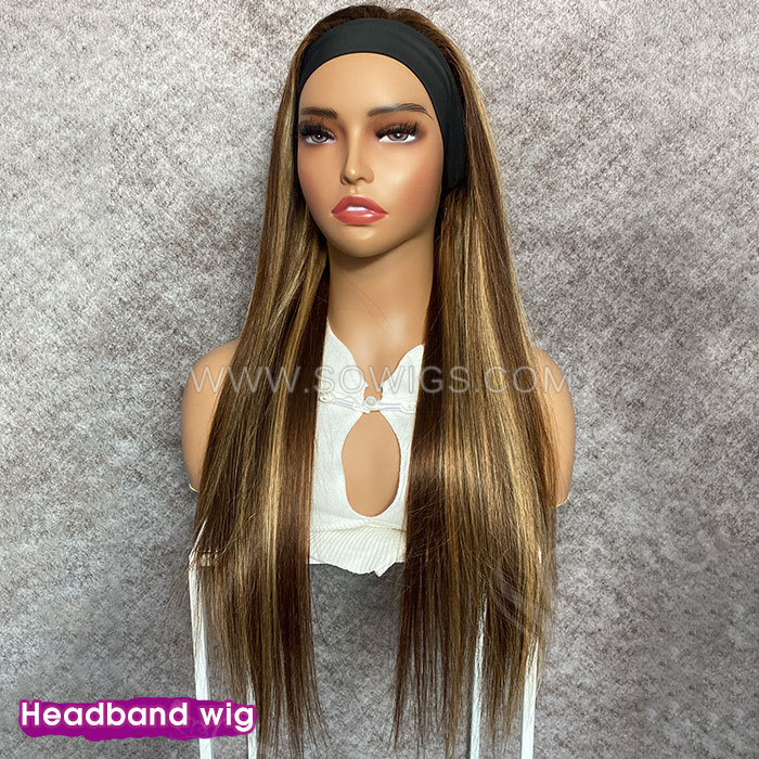 Sowigs Highlight Color Headband Wigs Half Wig 100% Virgin Human Hair Wig