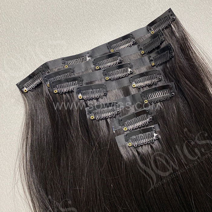 16inch-30inch Seamless Clip ins Extension Invisible PU Clip Hair Extension 7pcs/pack 120gram Natural Color
