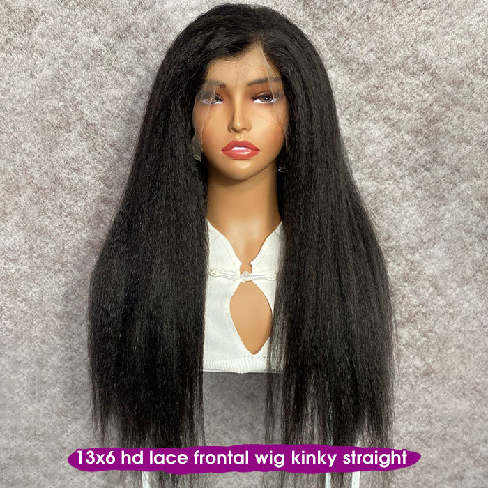 HD 13*6 Lace Frontal Wigs 180% Density Pre Plucked Virgin Human Hair Natural Color