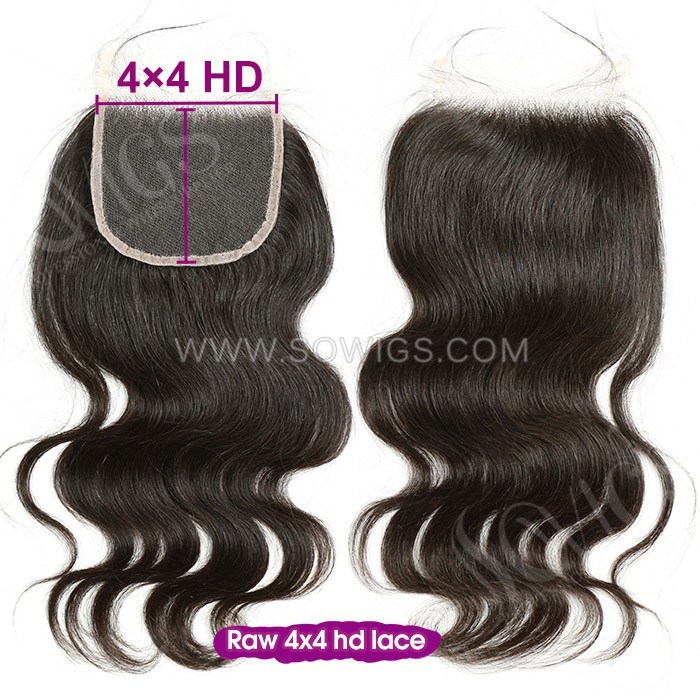 (All hairstyle link) Raw HD 4x4 Lace Closure Small Knots 100% Unprocessed Human Hair Natural Color