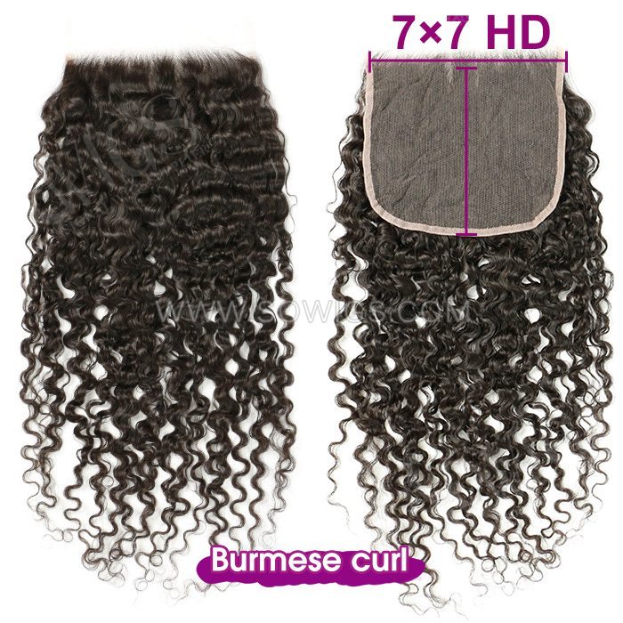 7x7 Lace Closure 100% Unprocessed Virgin Human Hair Natural Color