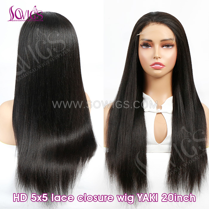 HD 5x5 Lace Closure Wig Unprocessed 100% Virgin Human Hair Natural Color