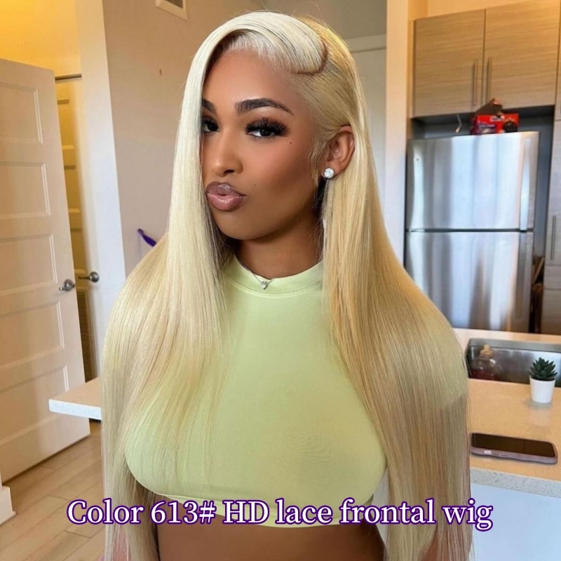 Glueless Blonde 613# Full Frontal HD Lace 13x6 Lace Wigs 100% Virgin Human Hair Wigs