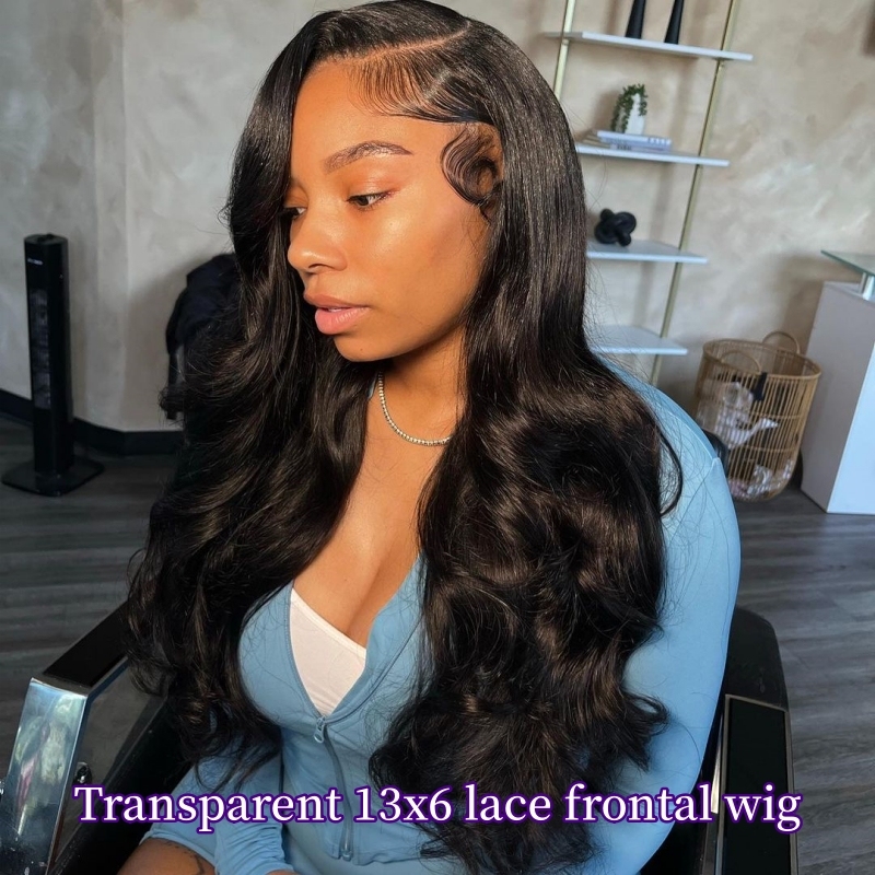 Transparent 13x6 Lace Frontal Wig Unprocessed 100% Virgin Human Hair Natural Color
