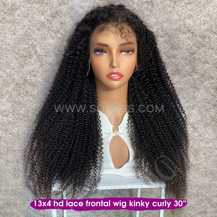 HD 13x4 Lace Frontal Wig Unprocessed 100% Virgin Human Hair Natural Color