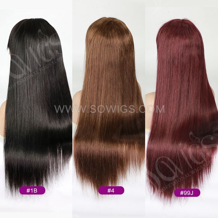 SDD Super Double Drawn Bone Straight Curtain Bangs 1.5x3 Transparent Lace Closure Wig 100% Human Hair Wig