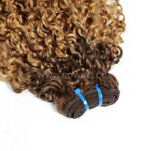 Double Drawn Pixie Curl Human Hair Bundles Weave Virgin Hair Extensions