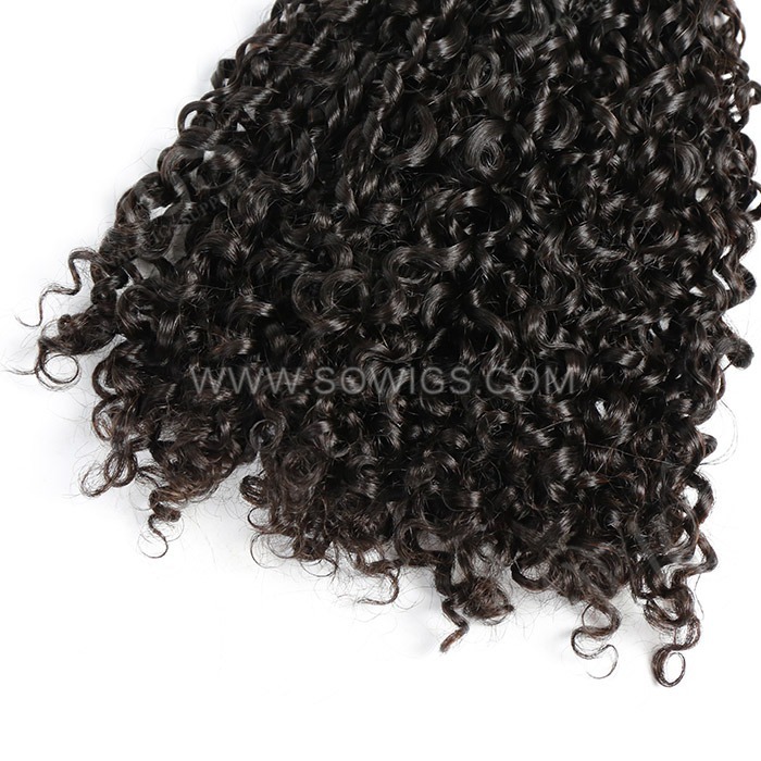 Double Drawn Pixie Curl Human Hair Bundles Weave Virgin Hair Extensions