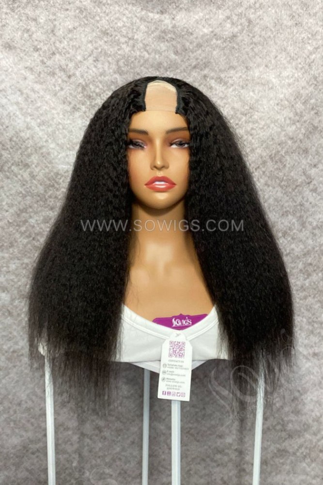 12-40inch U Part Wigs V Part Wigs 150% /200% 300% Density Kinky Straight Virgin Human Hair Natural Color