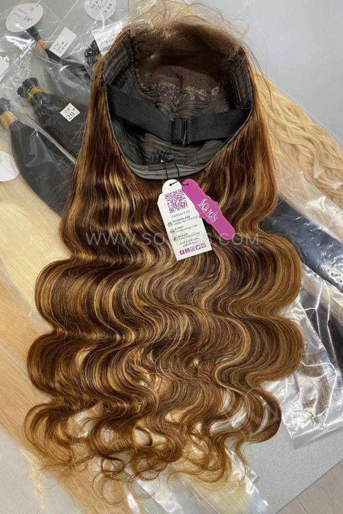 Highlighted Color P4/27# HD 5x5 Lace Closure Wig Glueless Lace Wigs Unprocessed 100% Virgin Human Hair Wig