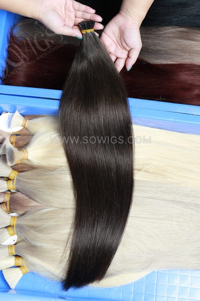 Brown Color 2# Raw I Tip Hair Extension 100 strands/100g/Pack Straight Human Hair