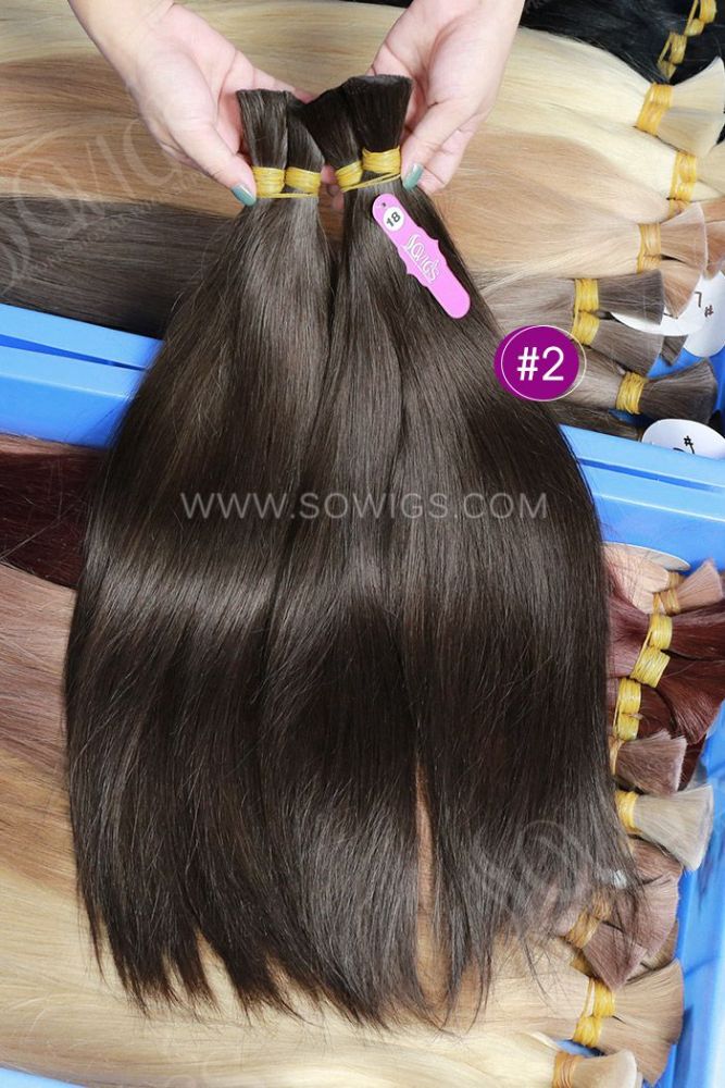 Brown Color 2# Bulk Hair 100% Virgin Human Hair 95gram/pack