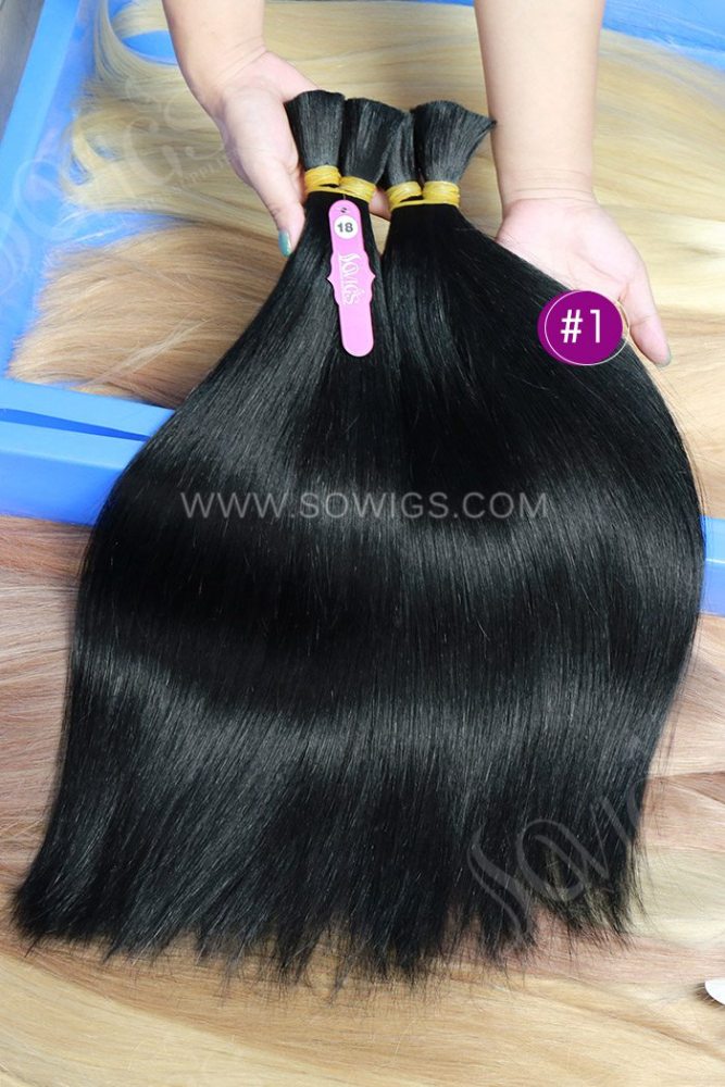 Jet Black Color 1# Bulk Hair 100% Virgin Human Hair 95gram/pack
