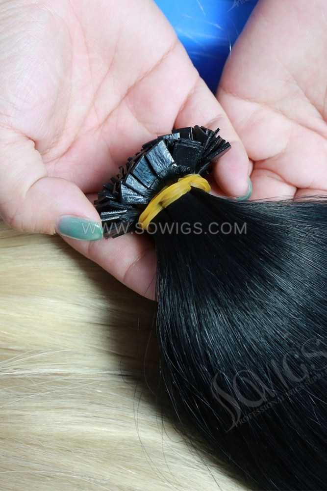 Jet Black Color 1# K Tip Hair Extension 100 strands/100g/Pack Straight Human Hair