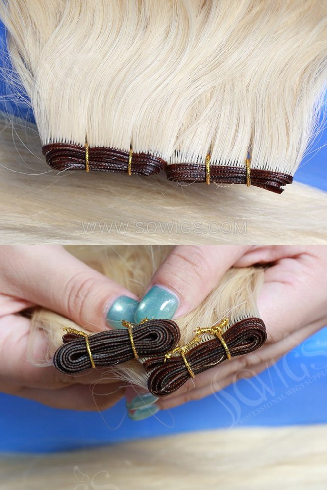 Color 20# Genius Weft Natural Wavy Hair Extension 100g/Pack Straight Human Hair